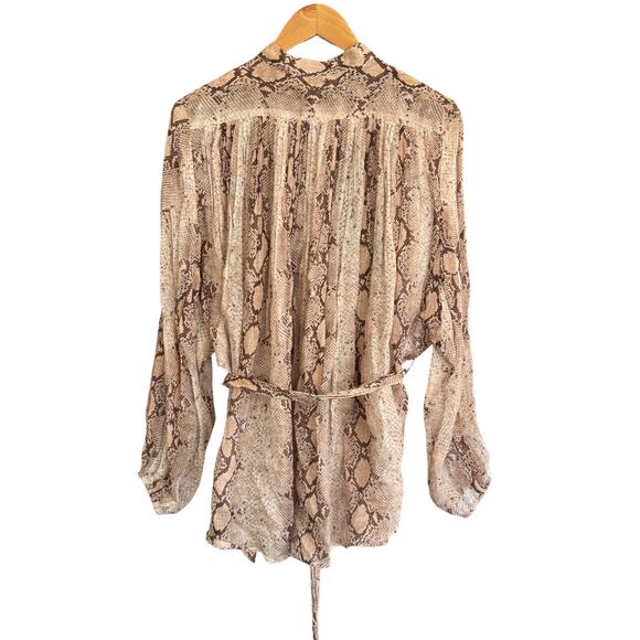 Zimmermann Bellitude Ramie Batwing Sleeve Blouse Snake-Print - Picture 6 of 11